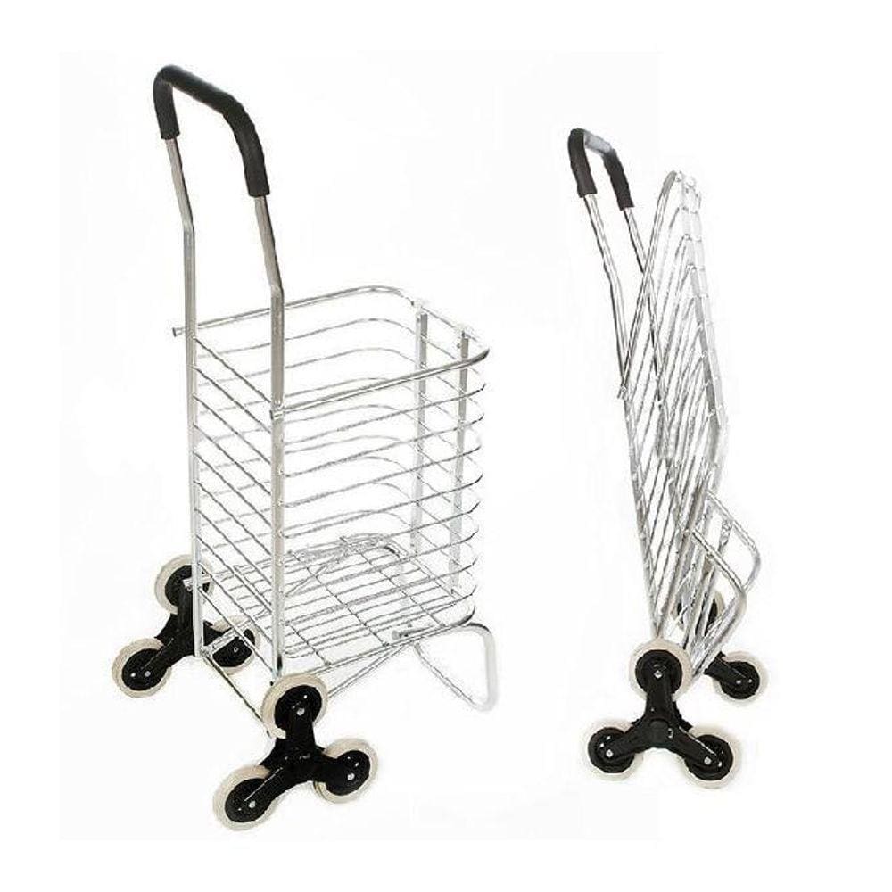 Carrinho Dobravel De Aluminio 6 Rodas Sobe Escada Compras