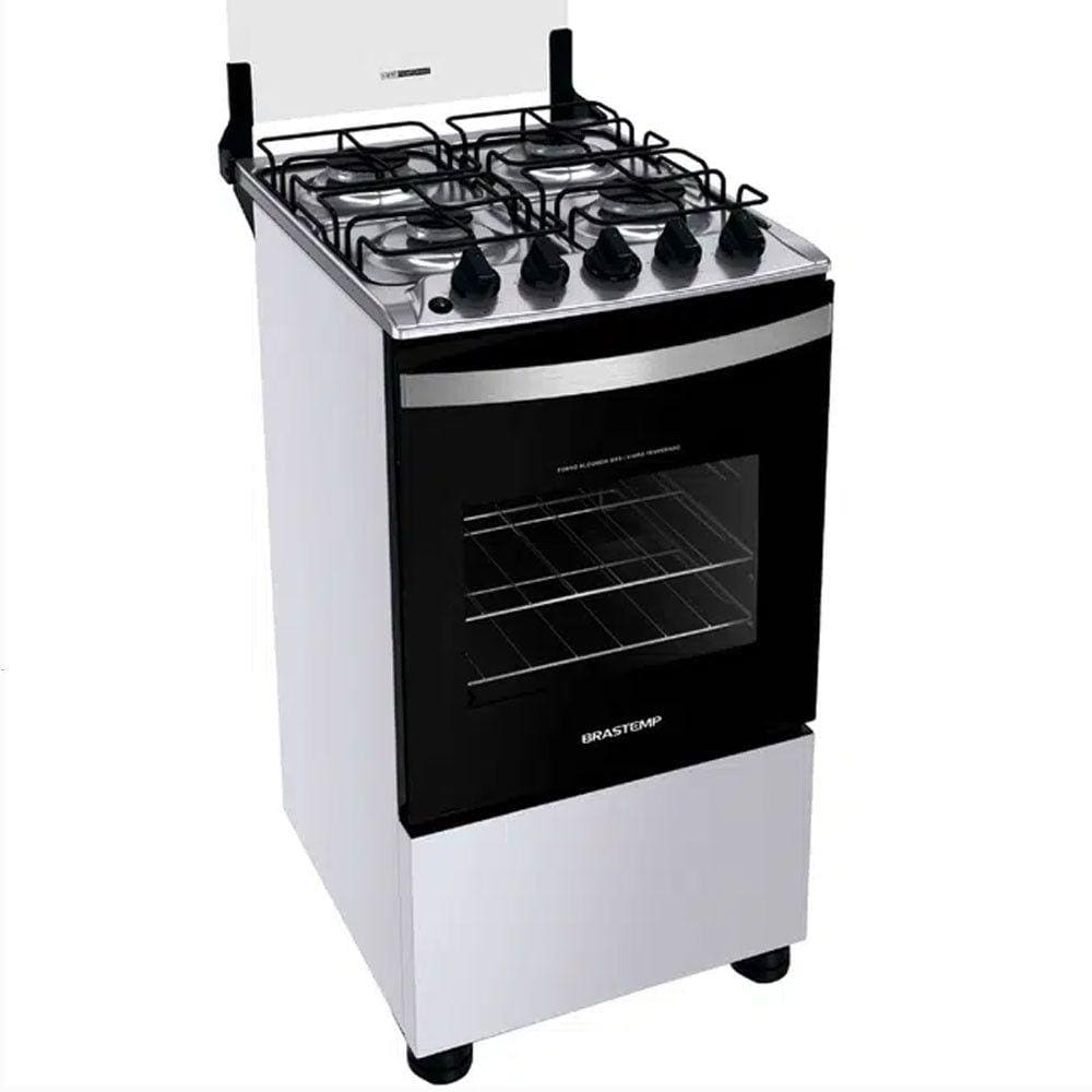 Fogão Brastemp 4 Bocas Automático Mesa em Aço Inox Forno 61L BFO4NBBUNA