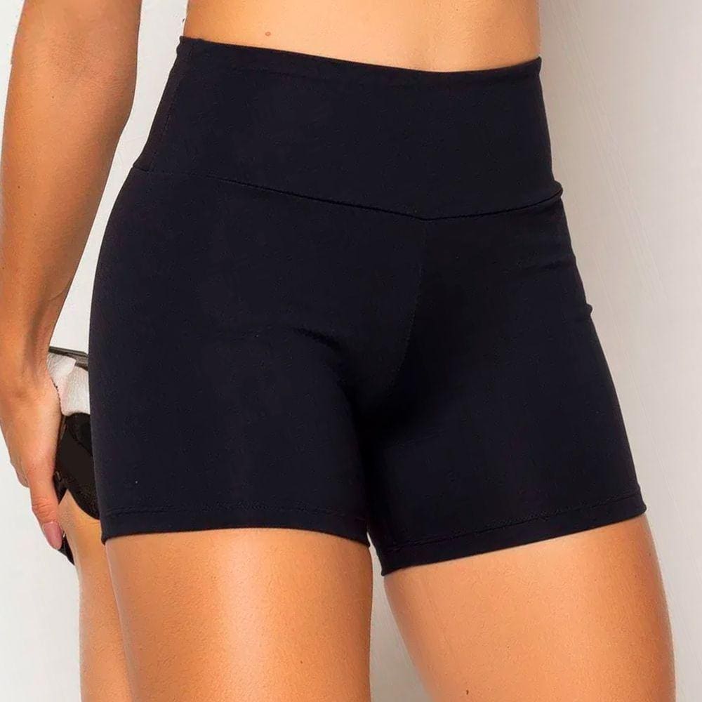 Shorts Academia Feminino Suplex Básico Preto Donna Martins