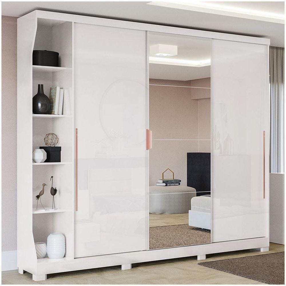 Guarda Roupa Casal 3 Portas De Correr 6 Gavetas Branco F542
