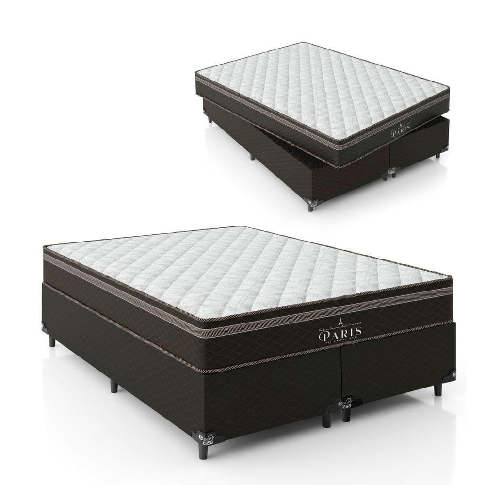Cama Box Queen Bipartido + Colchão Paris Molas Ensacadas - 61x158x198cm - Jacquard Marrom