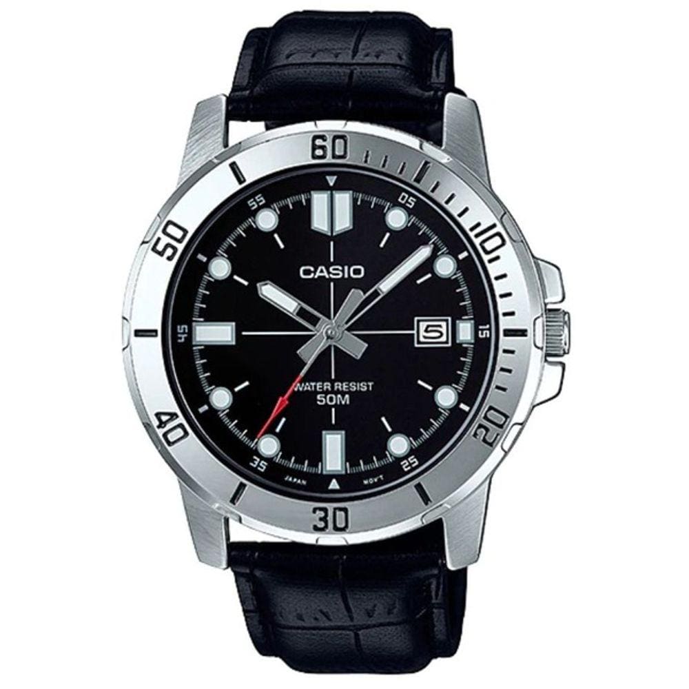 Relógio Casio Masculino Couro Mtp-Vd01l-1Evudf