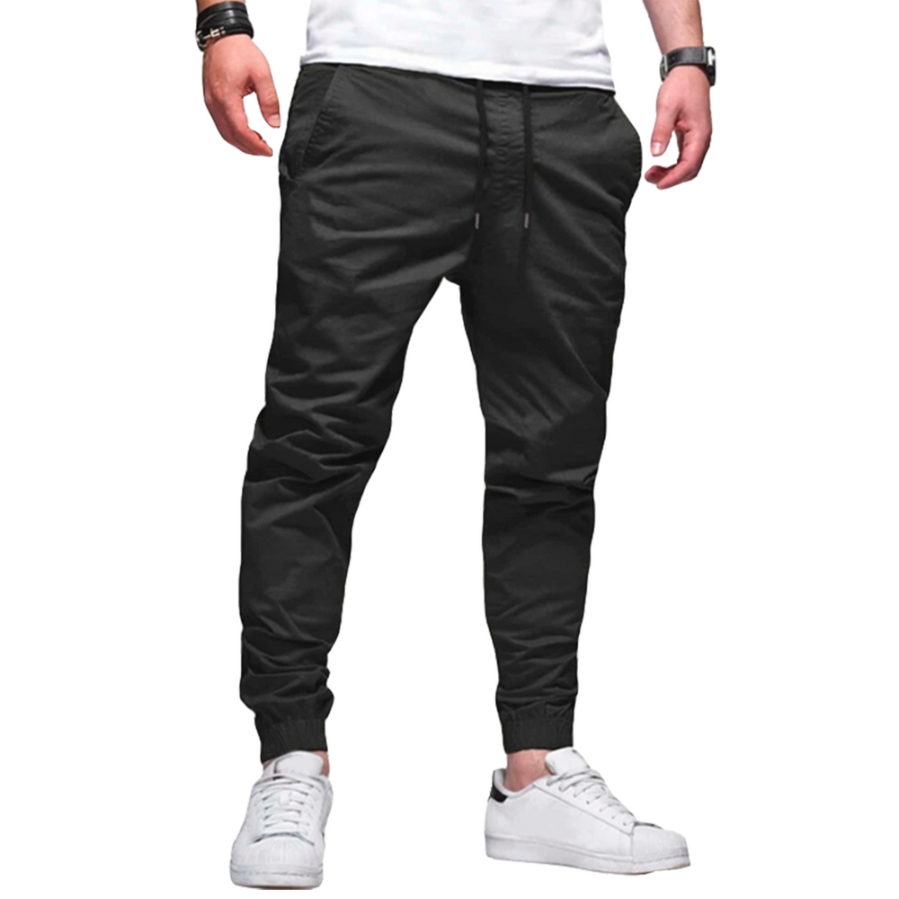 Calça Jogger Sarja Masculina Skinny Com Punho