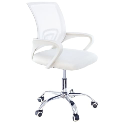 imagem-Cadeira de Escritório Secretária Base Cromada com Rodinha Fortt Lisboa Branca - CSF02-B - Branco