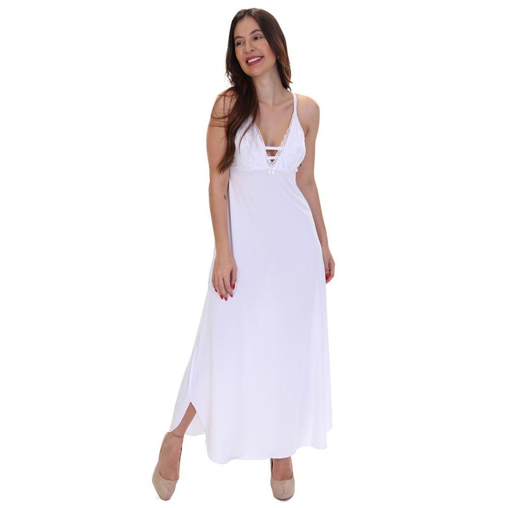 Camisola Longa Sexy Luxo Confortável Pijama Linha Noite Estilo Sedutor - DR327