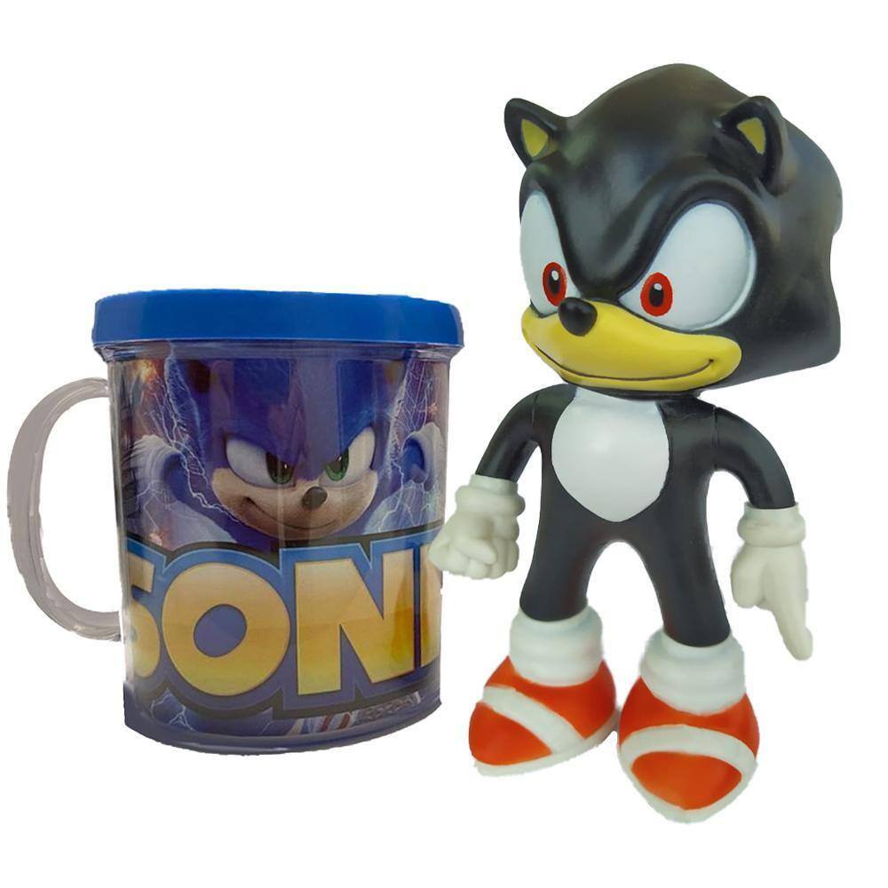 Kit 2 Bonecos Grandes 25cm Sonic Azul E Vermelho Collection