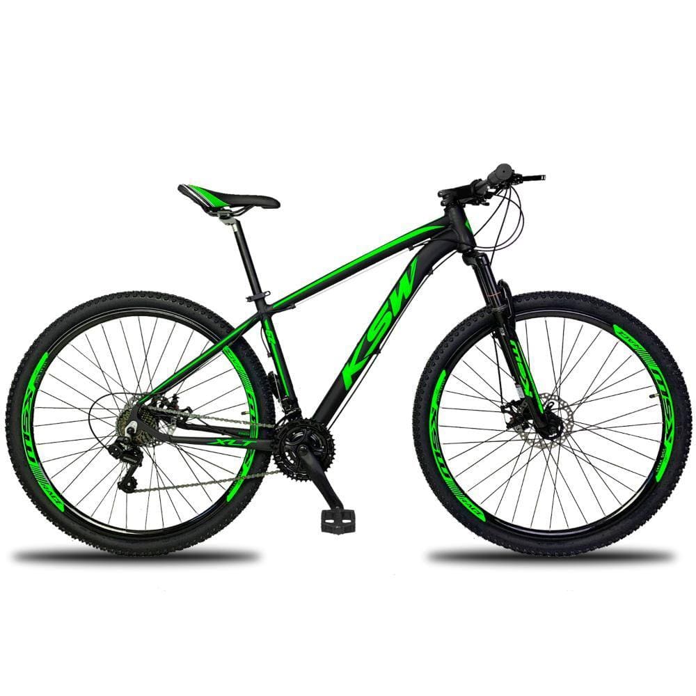 Bicicleta Ksw Xlt Disc M Aro 29 Susp. Dianteira 24 Marchas - Preto/verde