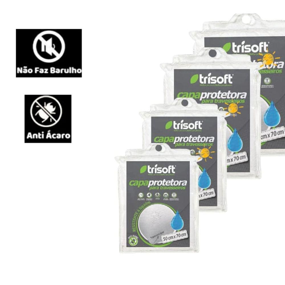 kit 4 Capa Protetora Travesseiro Antiácaro Impermeável Zíper