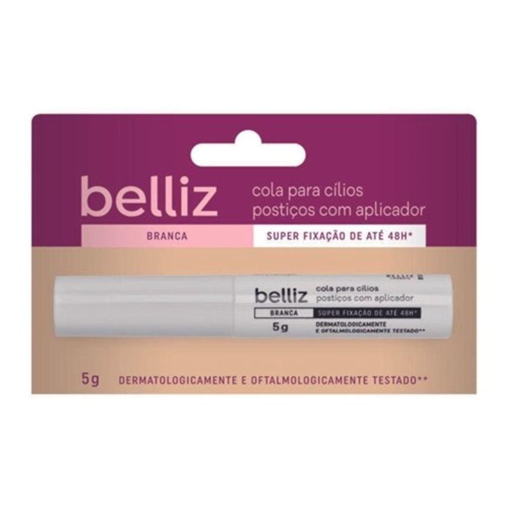 Cola Para Cilios Belliz 48hrs Branca Com Aplicador