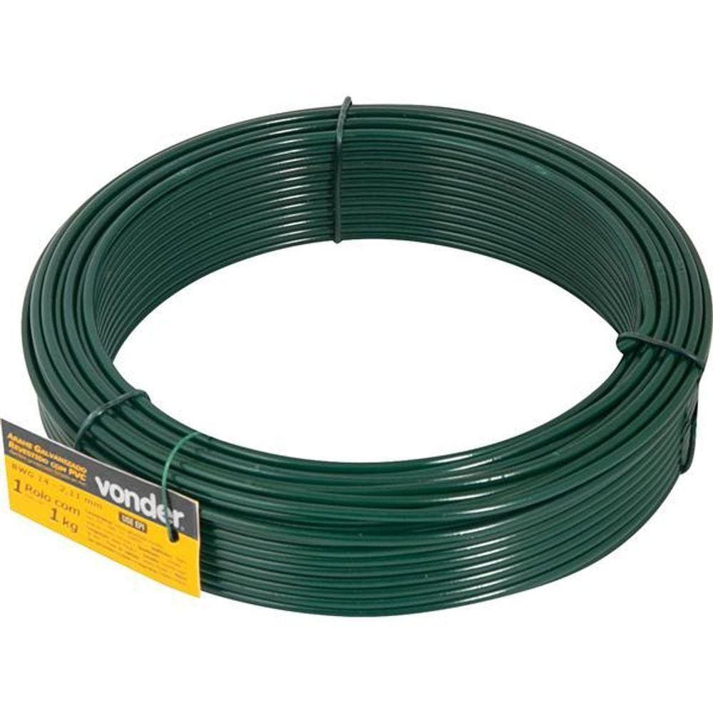 Arame Revestido Pvc Com 01kg Verde Bwg14 Vonder