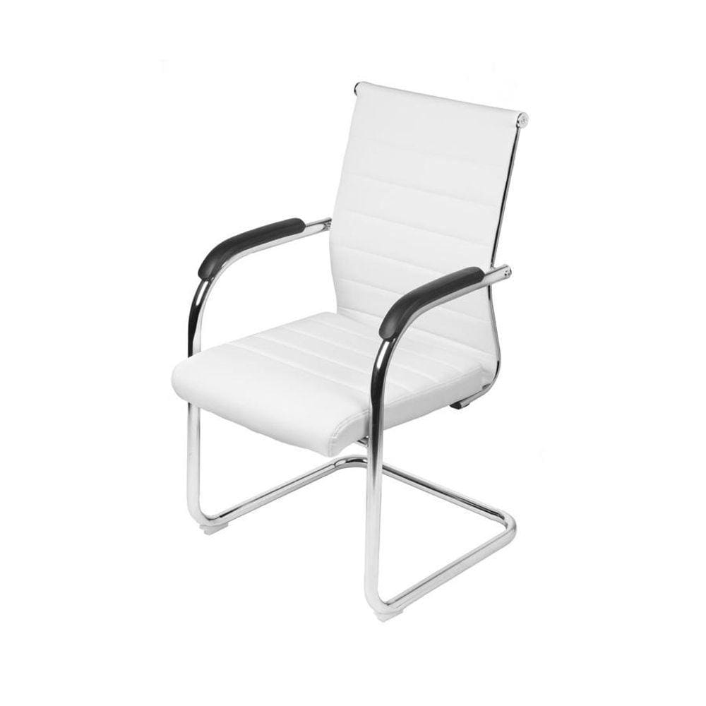 Cadeira Florença Fixa Branca em Couro Sintético Base Cromada