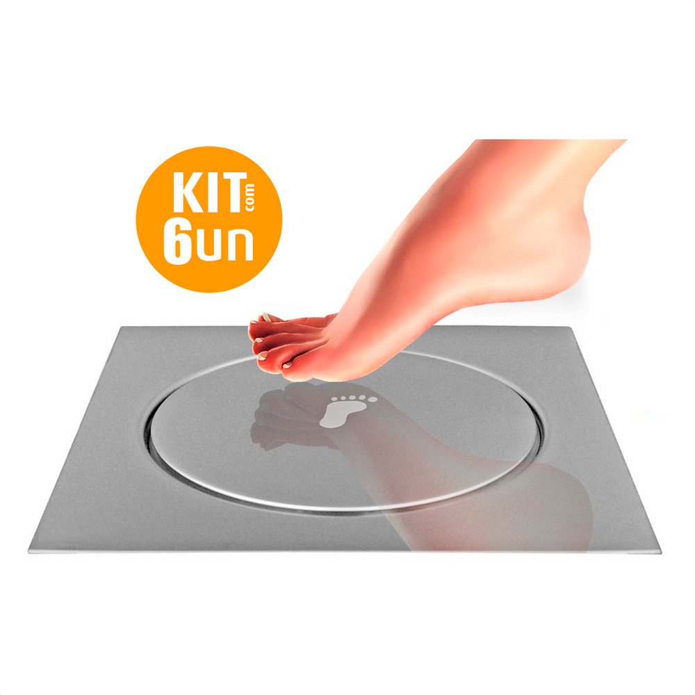 Kit 06 Un Ralo Click Quadrado 10X10