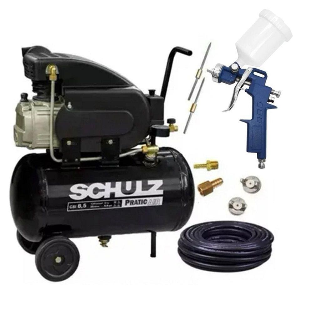 Compressor Ar 8,5pés Plus Csi 25l Schulz + Kit Acessórios