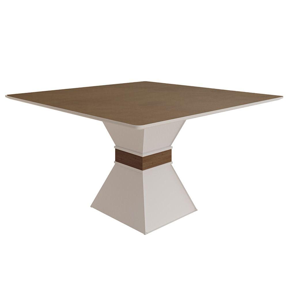 Mesa Mônaco Quadrada tampo 25mm Off/Cedro Dobuê 136X136X80