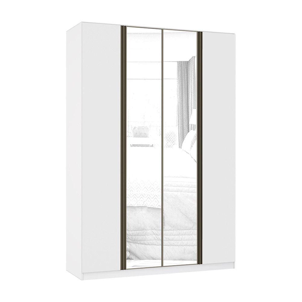 Guarda Roupa 4 Portas 3 Gavetas 159,2 cm com Espelho Prime Luciane Móveis