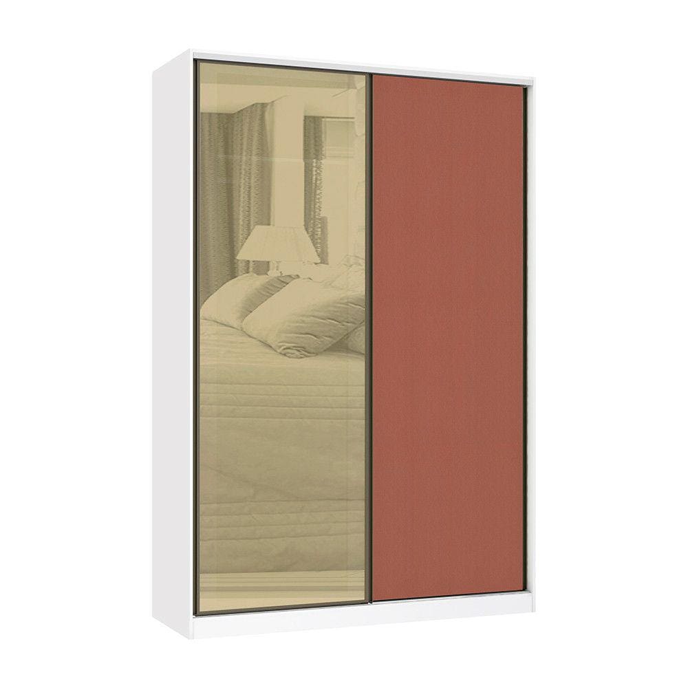 Guarda Roupa 2 Portas de Correr 3 Gavetas 159cm com Vidro Reflecta Bronze Prime Luciane Móveis