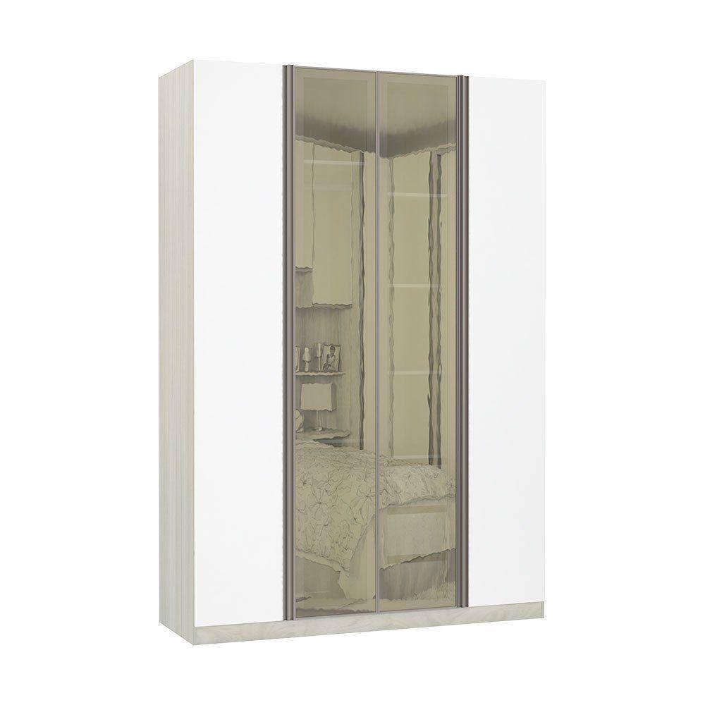 Guarda-Roupa Solteiro Luciane 4 Portas 3 Gavetas Prime Plus Alumínio com Vidro Reflecta