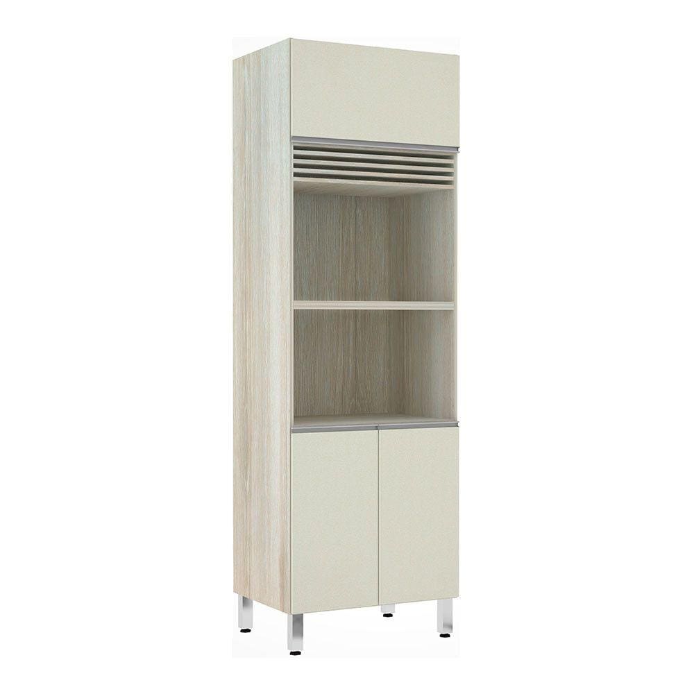 Paneleiro Luciane 70cm 2 Nichos para Microondas com grade Superior de Respiro 3 Portas Lis