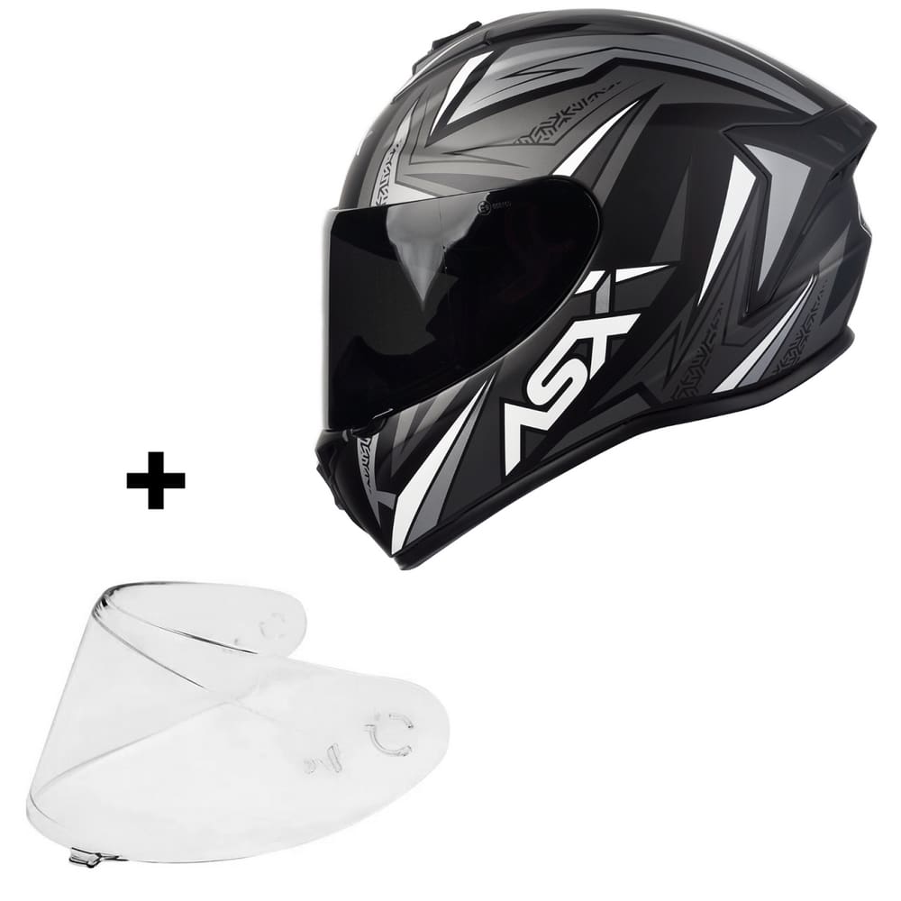 Capacete Asx Moto Vector Preto Esportivo + Viseira Fumê