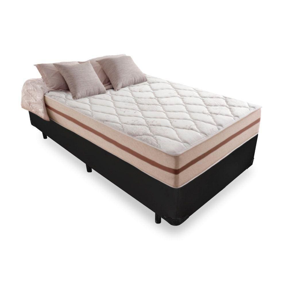 Cama Box Solteiro + Colchão De Molas 88x188x57cm Preto
