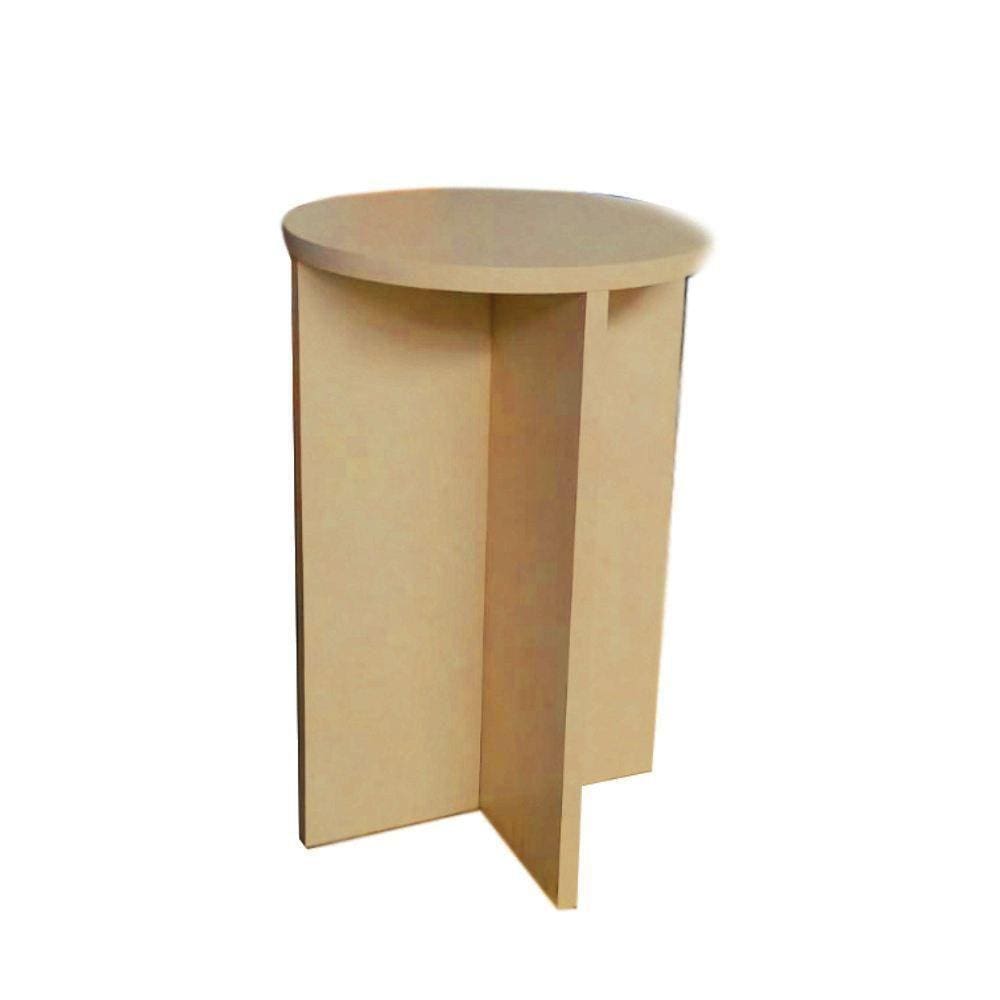 Banco Tampo Redondo 45 Cm Natural Em Mdf