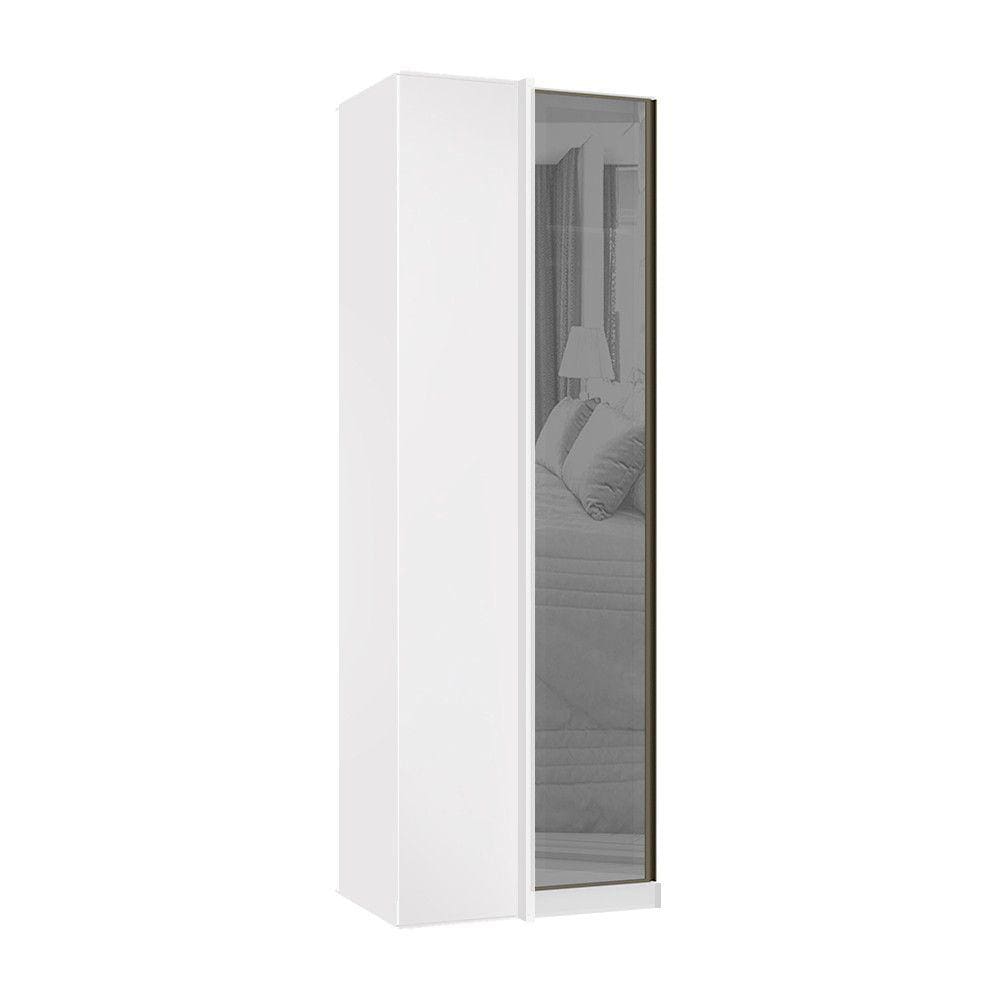 Guarda Roupa Modulado Canto Reto 1 Porta 80cm com Vidro Reflecta Prata Prime Luciane Móveis