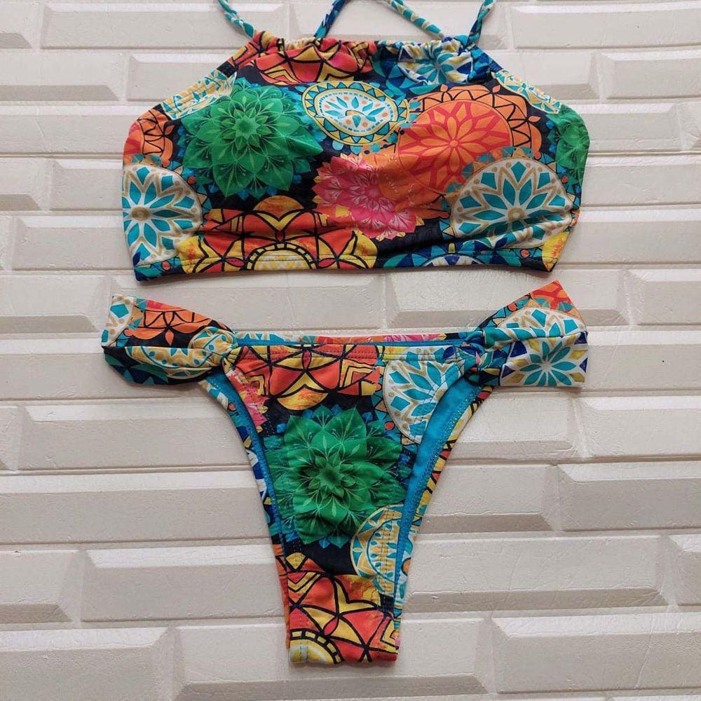 Biquíni Cropped Calcinha BomBom Estampado 100232