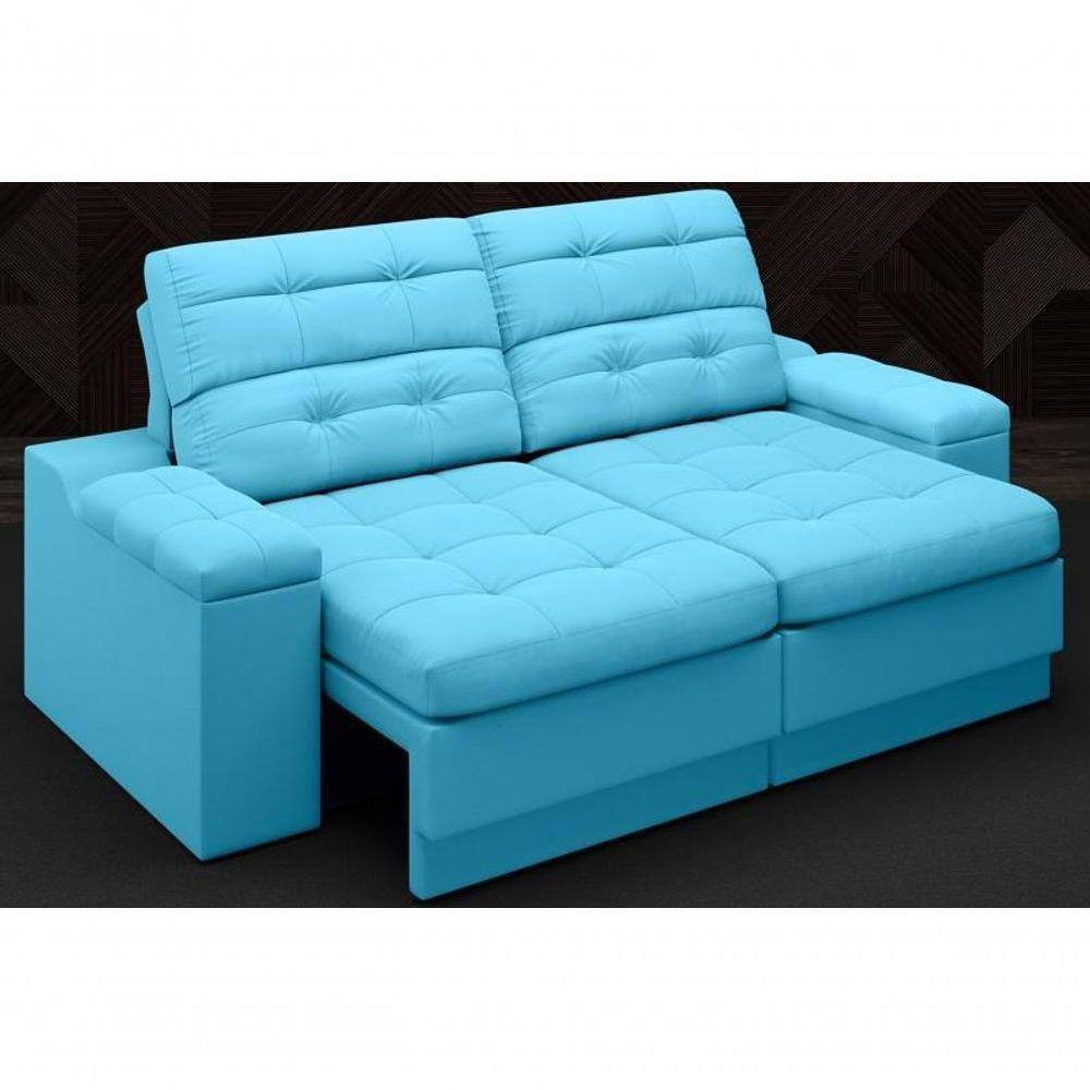 Sofa retratil com bau azul turquesa Extra