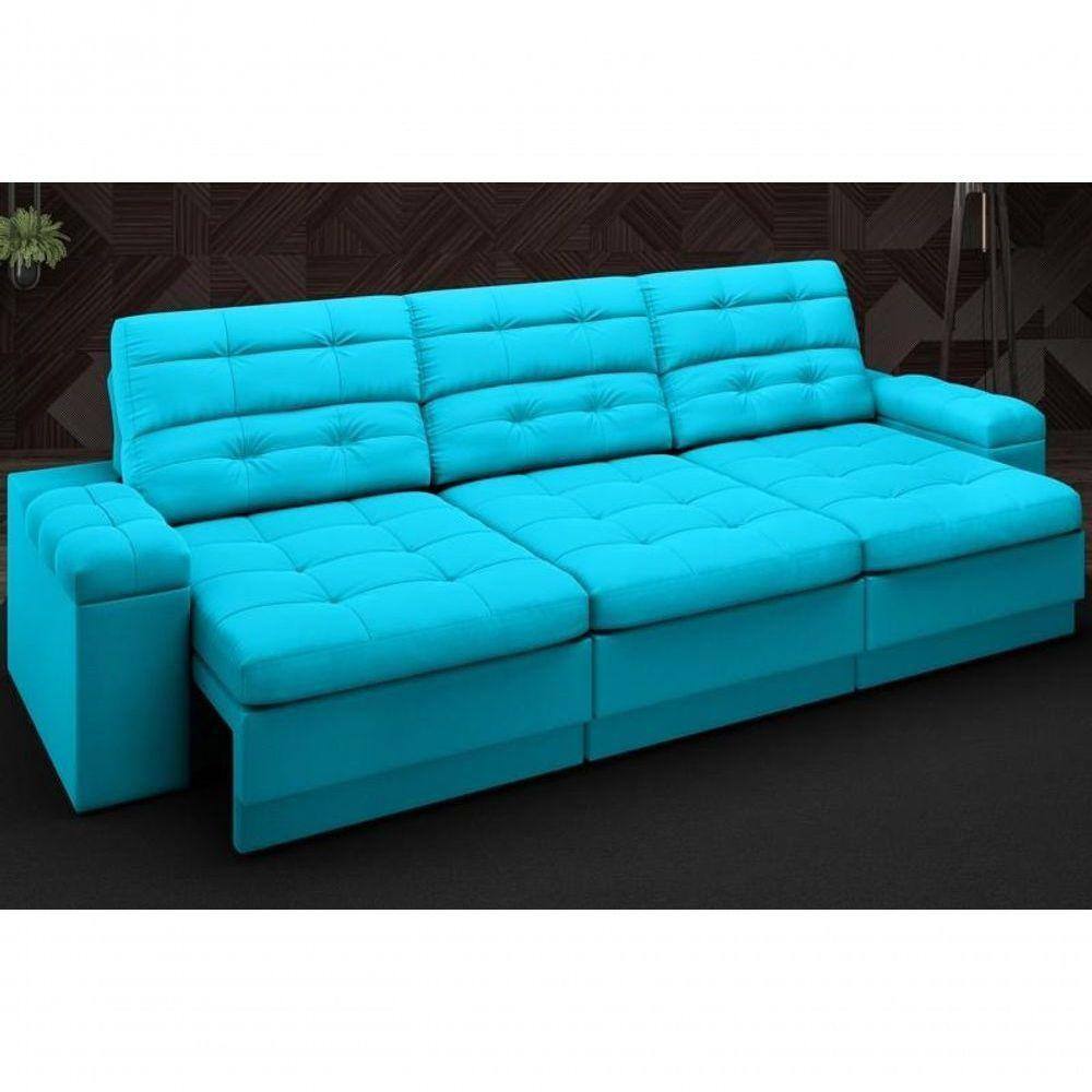 Sofa retratil com bau azul turquesa Extra