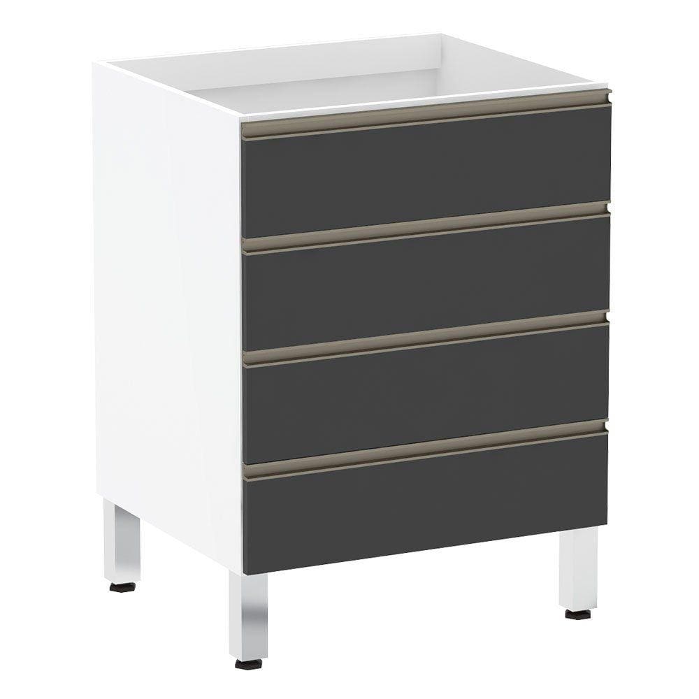 Balcão de Cozinha sem Tampo 60cm 4 Gavetas Pérola Luciane Móveis