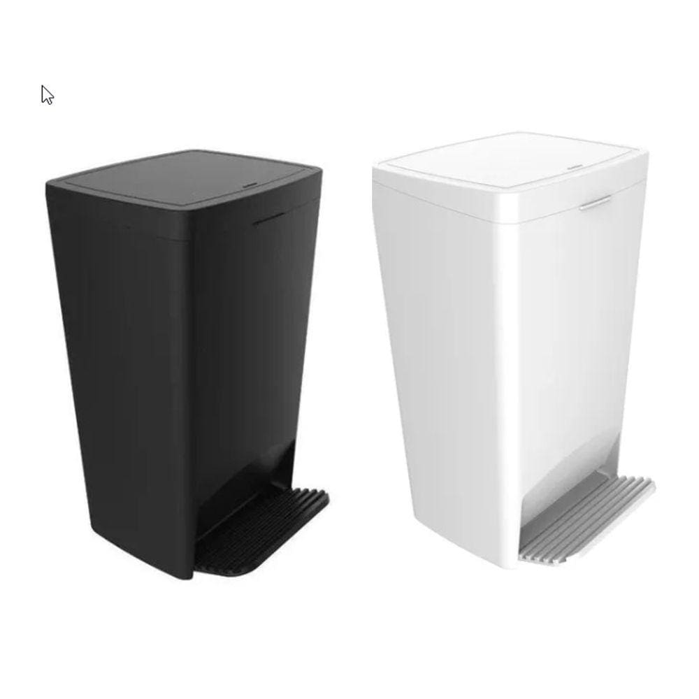 Lixeiras Smart Com Pedal 25l 2 Peças Preto E Branca Crippa