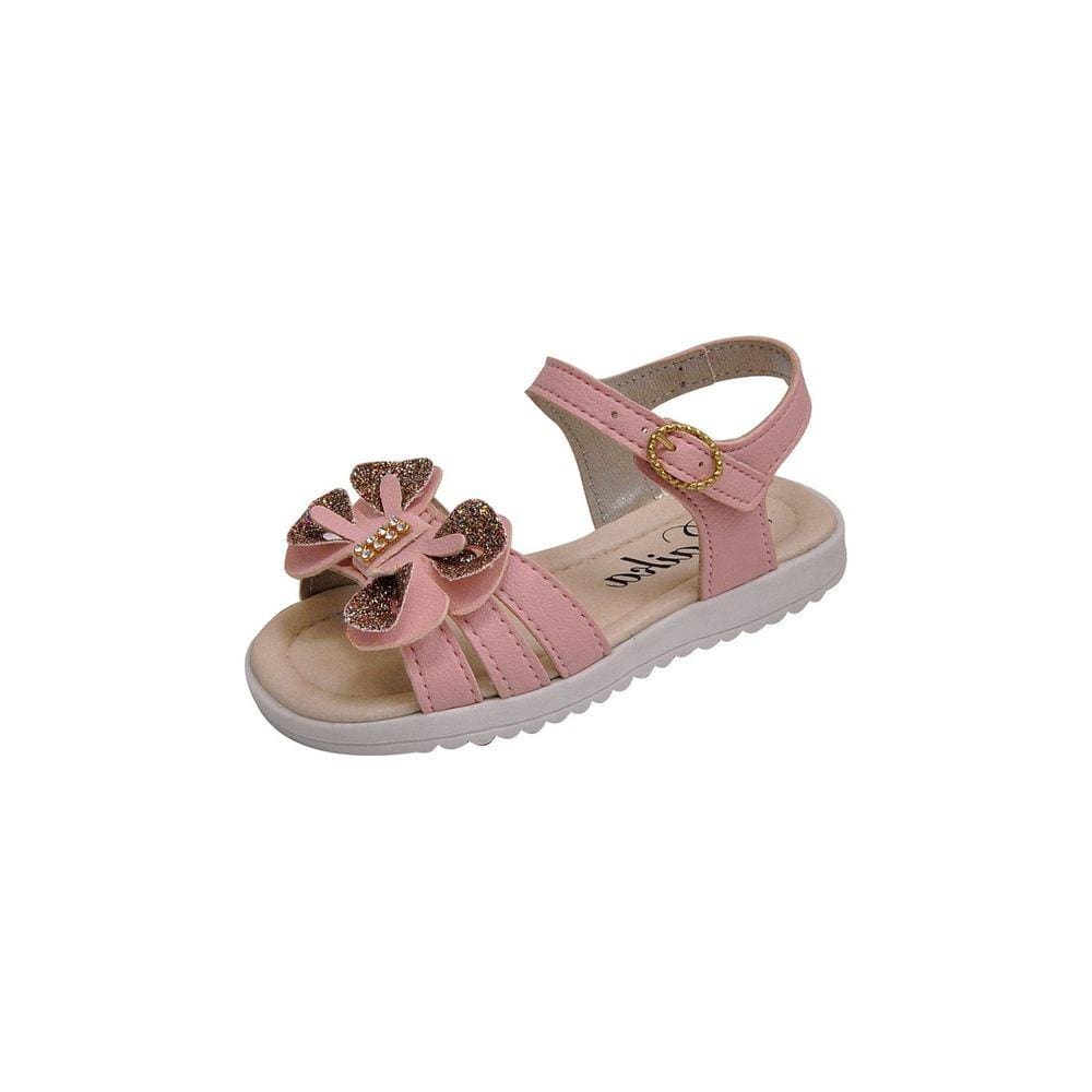 Sandália Papete Infantil Menina Laço Duplo Rosa