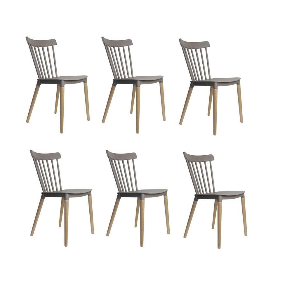Kit 6 Cadeiras Encosto Vazado Janaina Rivatti Móveis Cinza Escuro