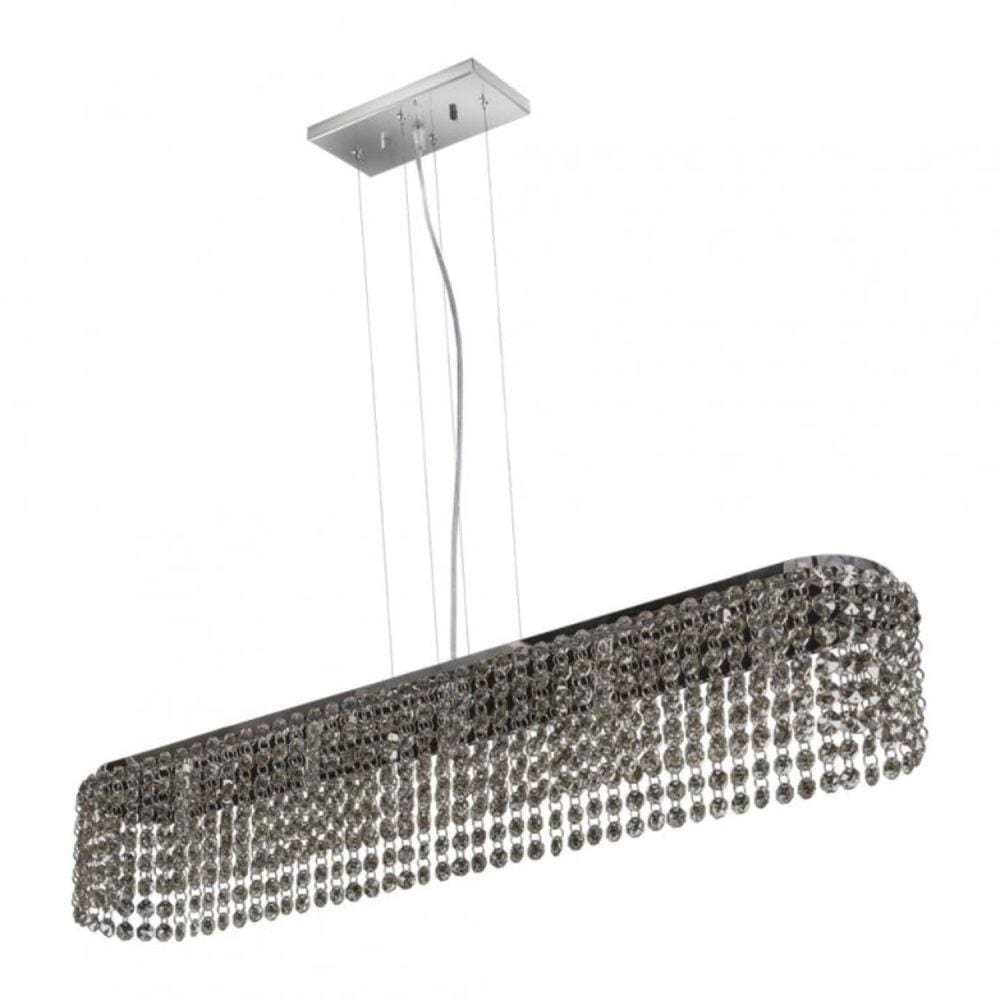 Pendente Cristal Retangular 80x13x11,5cm 5 Lâmpadas G9 Milano Bronzearte Fume