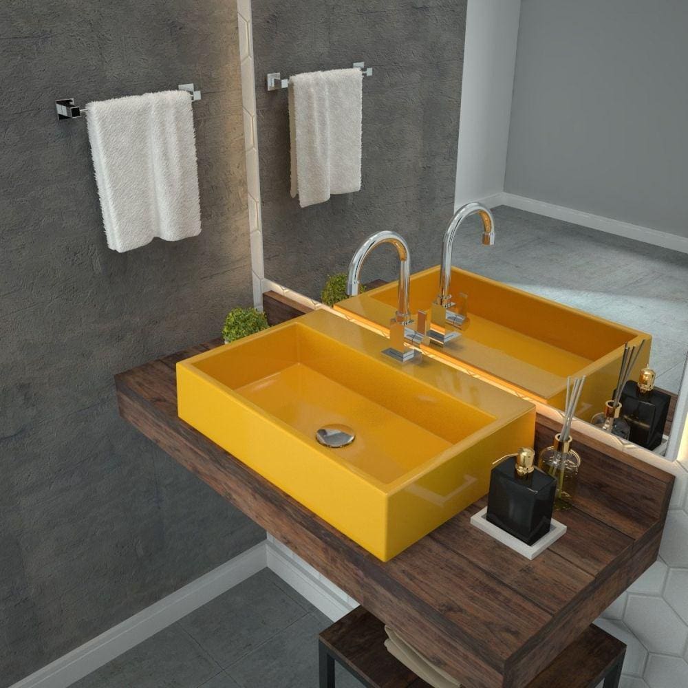 Kit Cuba RT55 com Torneira Luxo 1195 e Válvula Click 1 Polegada e meia Compace Amarelo