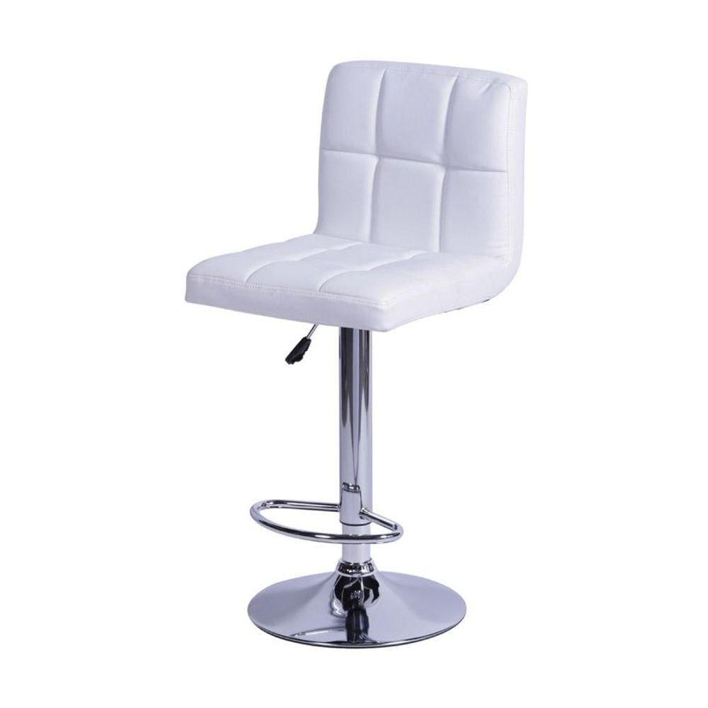 Banqueta Confort Estofada Branca Base Cromada