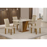Conjunto Sala de Jantar Mesa Tampo Vidro/MDP com 4 Cadeiras Miami Yescasa Freijó Off