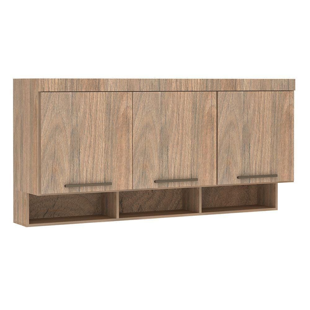 Armário Ponte Queen 3 Portas/Nicho 165cm Jequitibá