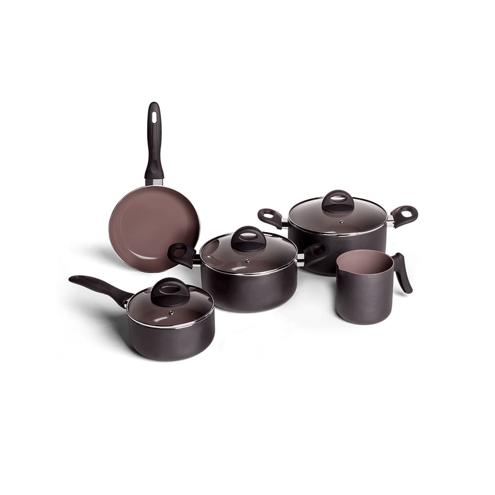 Jogo De Panelas Ceramic Life Brinox Smart Plus 5 Peças Preto