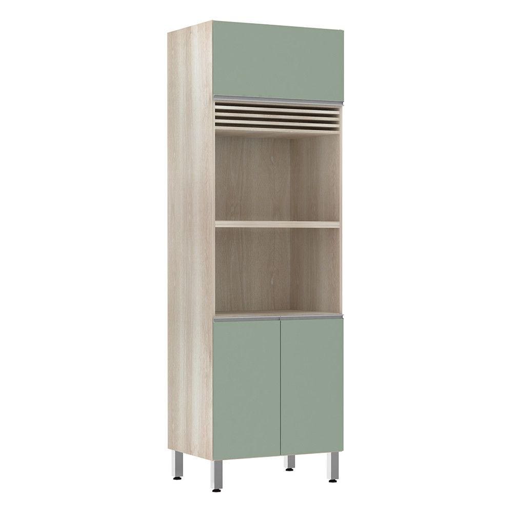 Paneleiro Luciane 70cm 2 Nichos para Microondas com grade Superior de Respiro 3 Portas Lis