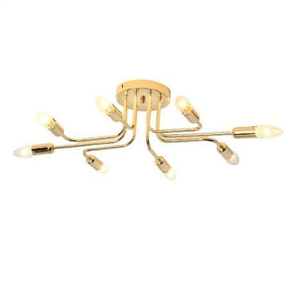 Plafon Metal Dourado 78X56x16cm 8 Lâmpadas E27 Sindora