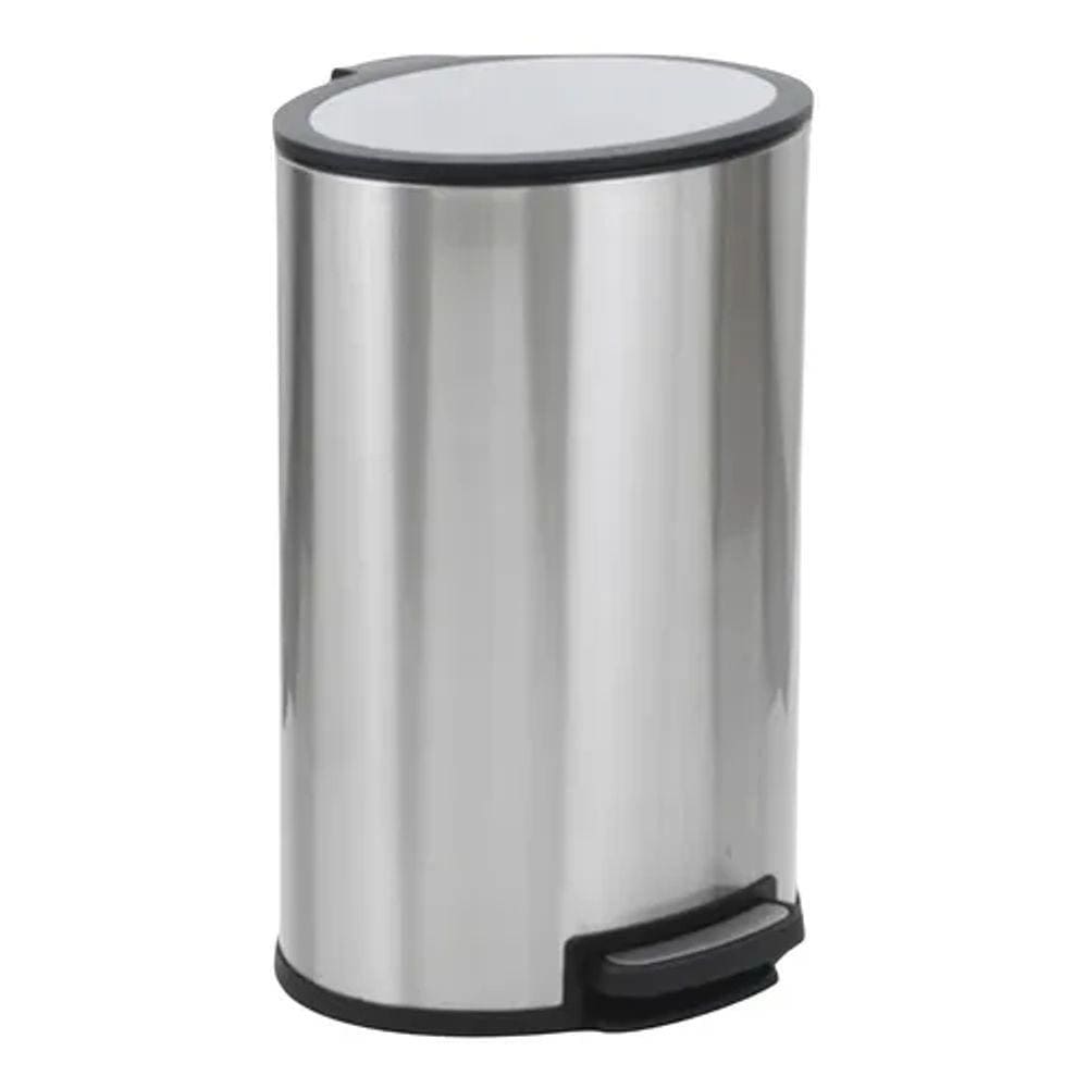 Lixeira Multiuso 40l Com Pedal Oval 60x41x38cm Inox Cromada