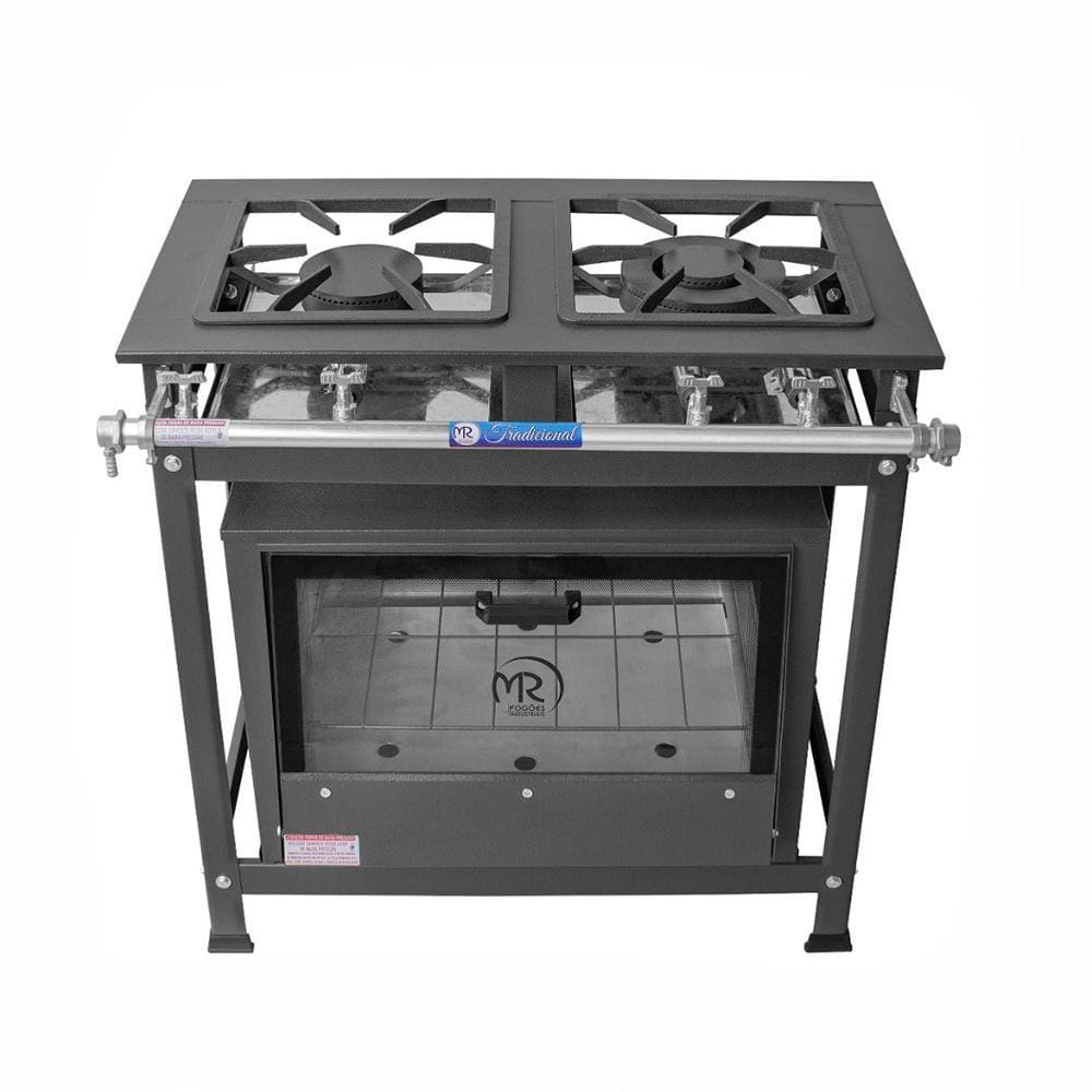 Fogão Industrial 2 Bocas 1 Dupla a Gás Baixa Pressão MR Fogões com Forno P5
