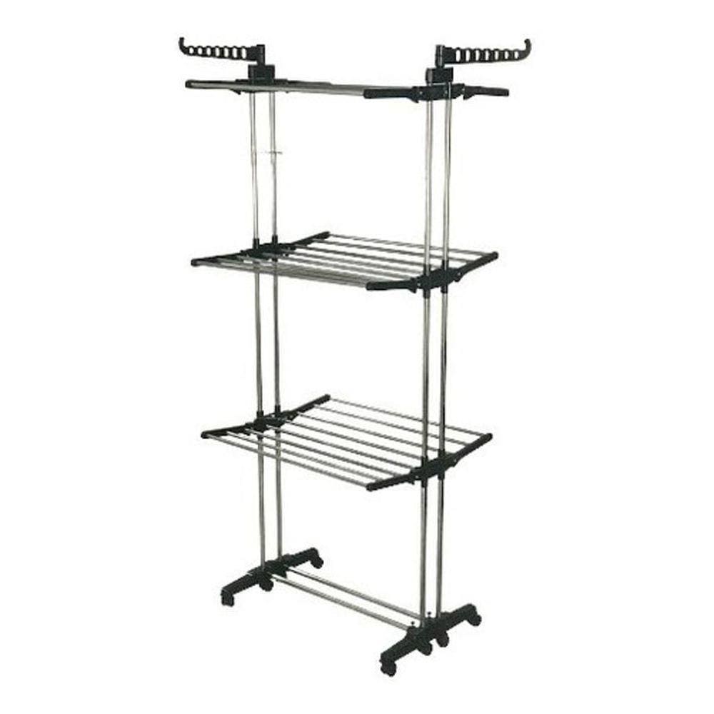 Varal De Chão 3 Andares Aço Inox Móvel E Dobravel - Prateado