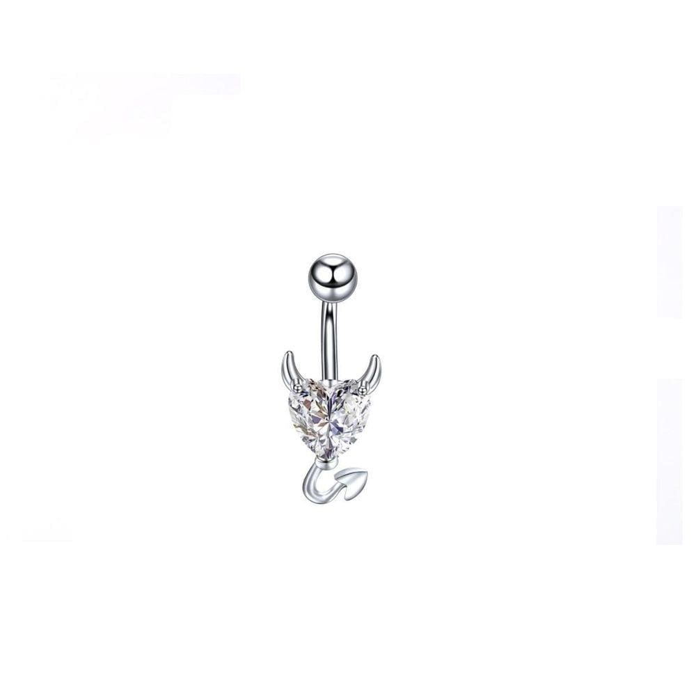 Piercing Umbigo Tentação Coração Prateado Branca Sexy Estilo