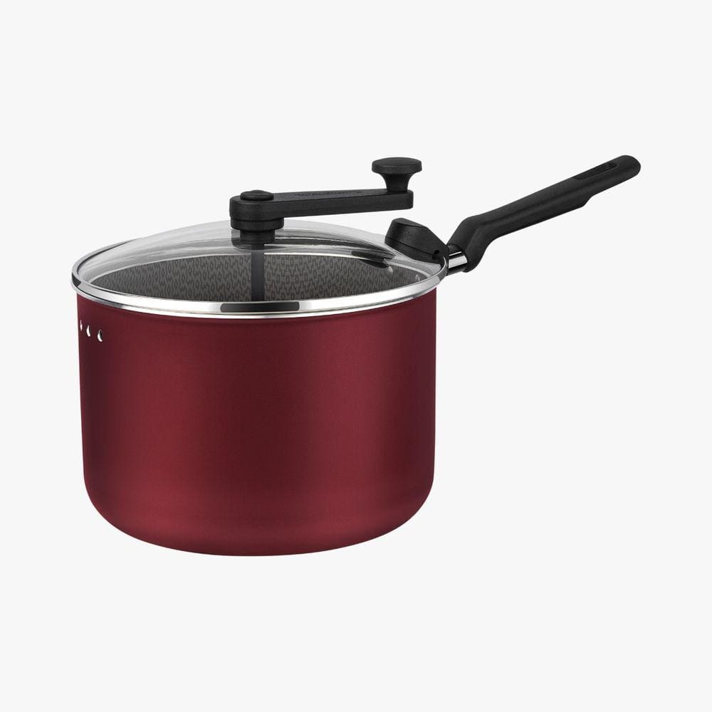 Pipoqueira Tramontina antiaderente 20cm 3,5L com tampa de vidro vermelho