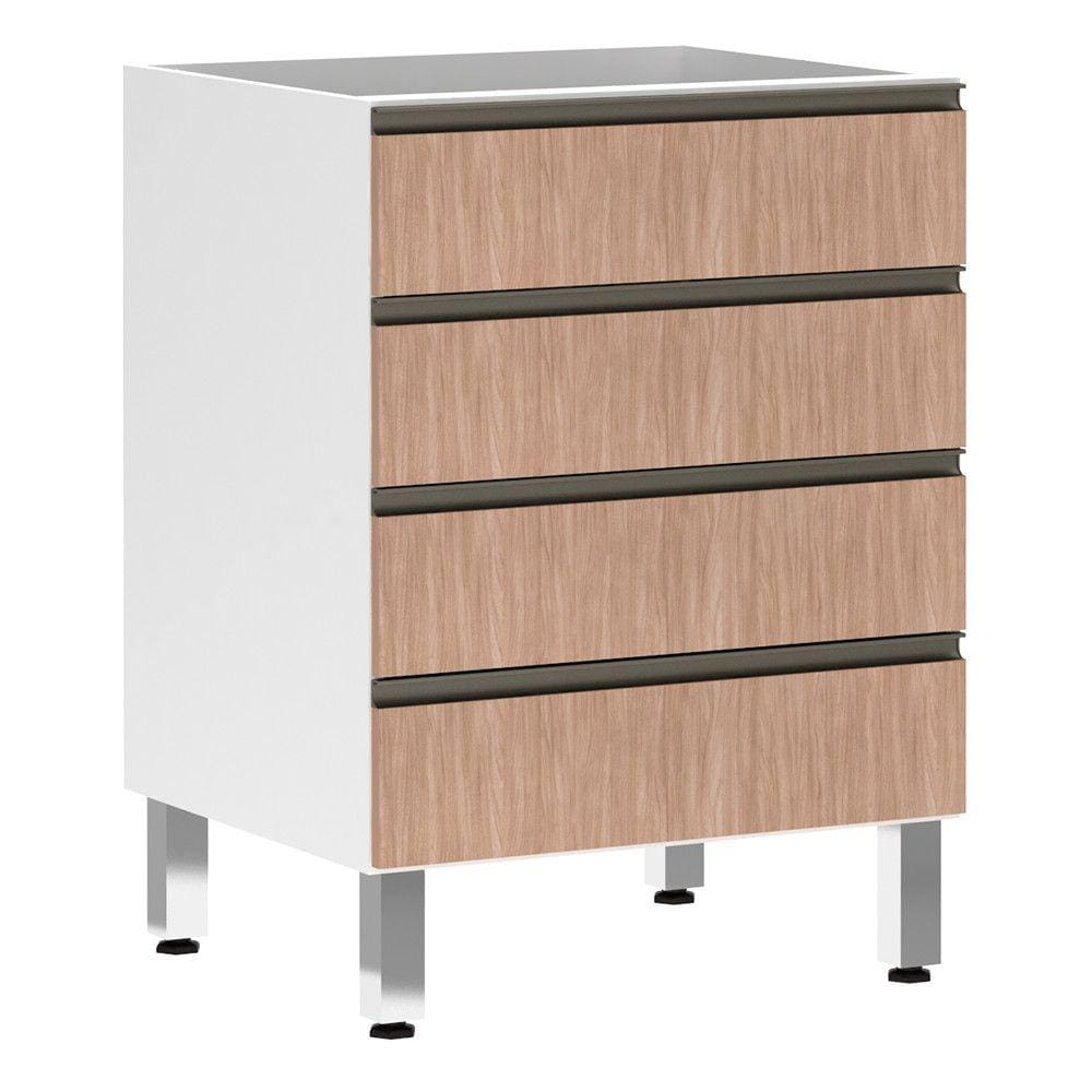 Balcão de Cozinha sem Tampo 60cm 4 Gavetas Pérola Luciane Móveis