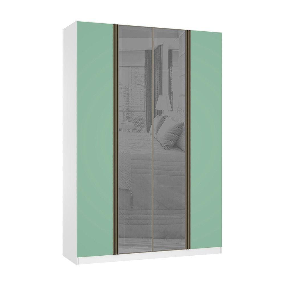 Guarda Roupa 4 Portas 3 Gavetas 159,2 cm com Vidro Reflecta Prata Prime Luciane Móveis