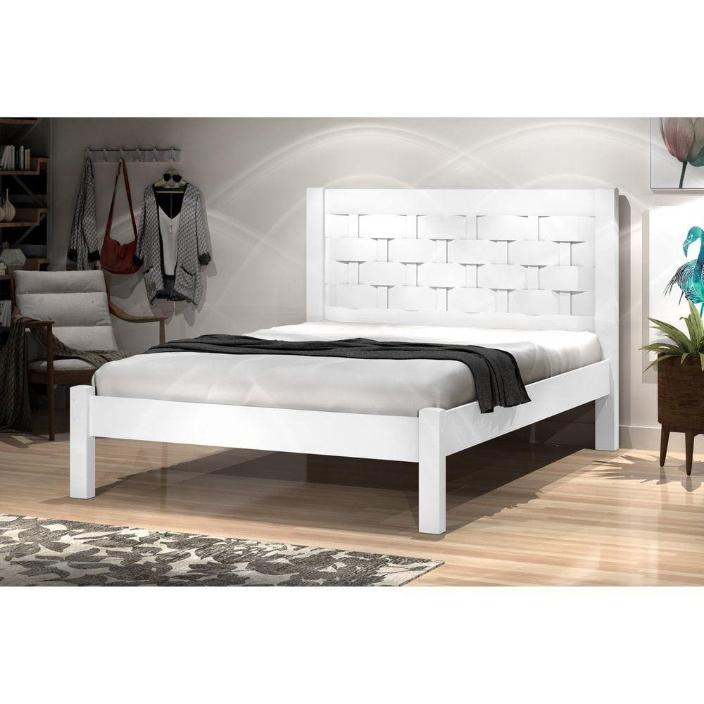 Cama Laila Casal Estrutura em MDF J&A Móveis Branco