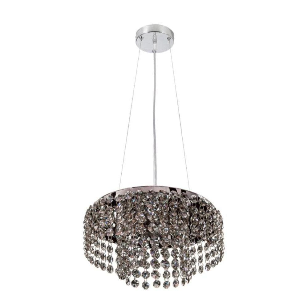 Pendente Cristal Redondo Ø25xh12,5cm 4 Lâmpadas G9 Milano Bronzearte Fume